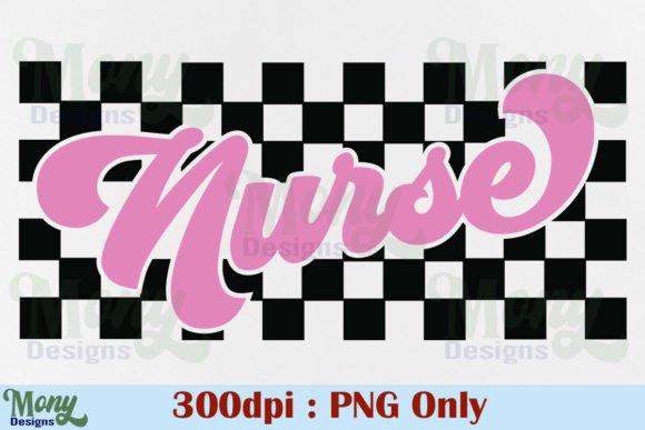 Charm & Comfort: Retro Nurse Checkered PNG Design