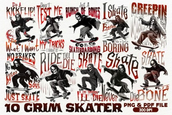 Unleash Raw Street Art: The Grim Skater Design Bundle
